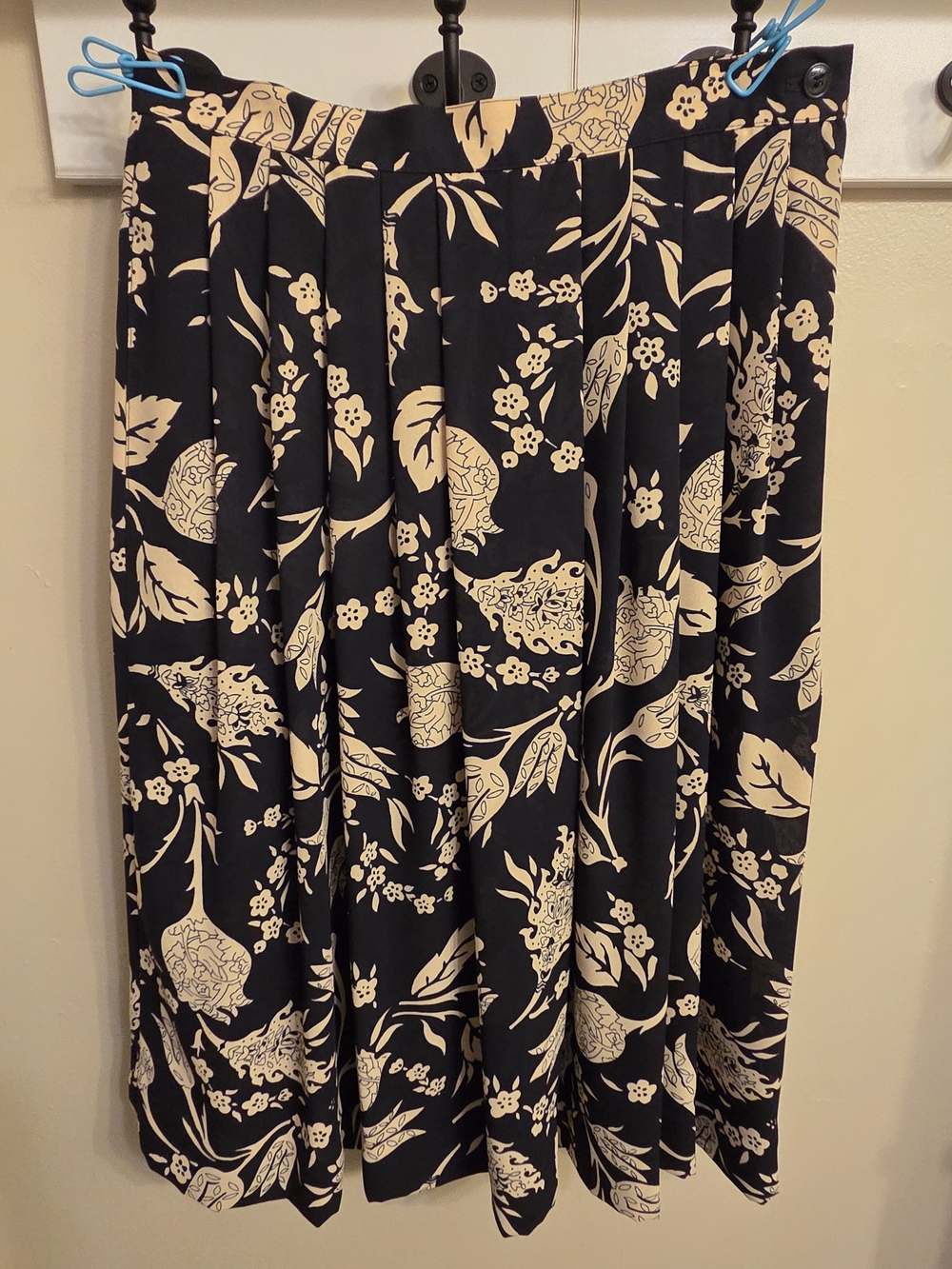 Coquette Whimsigoth Floral Pleated A-line Midi Skirt Sassco Vintage 90s Size 8P